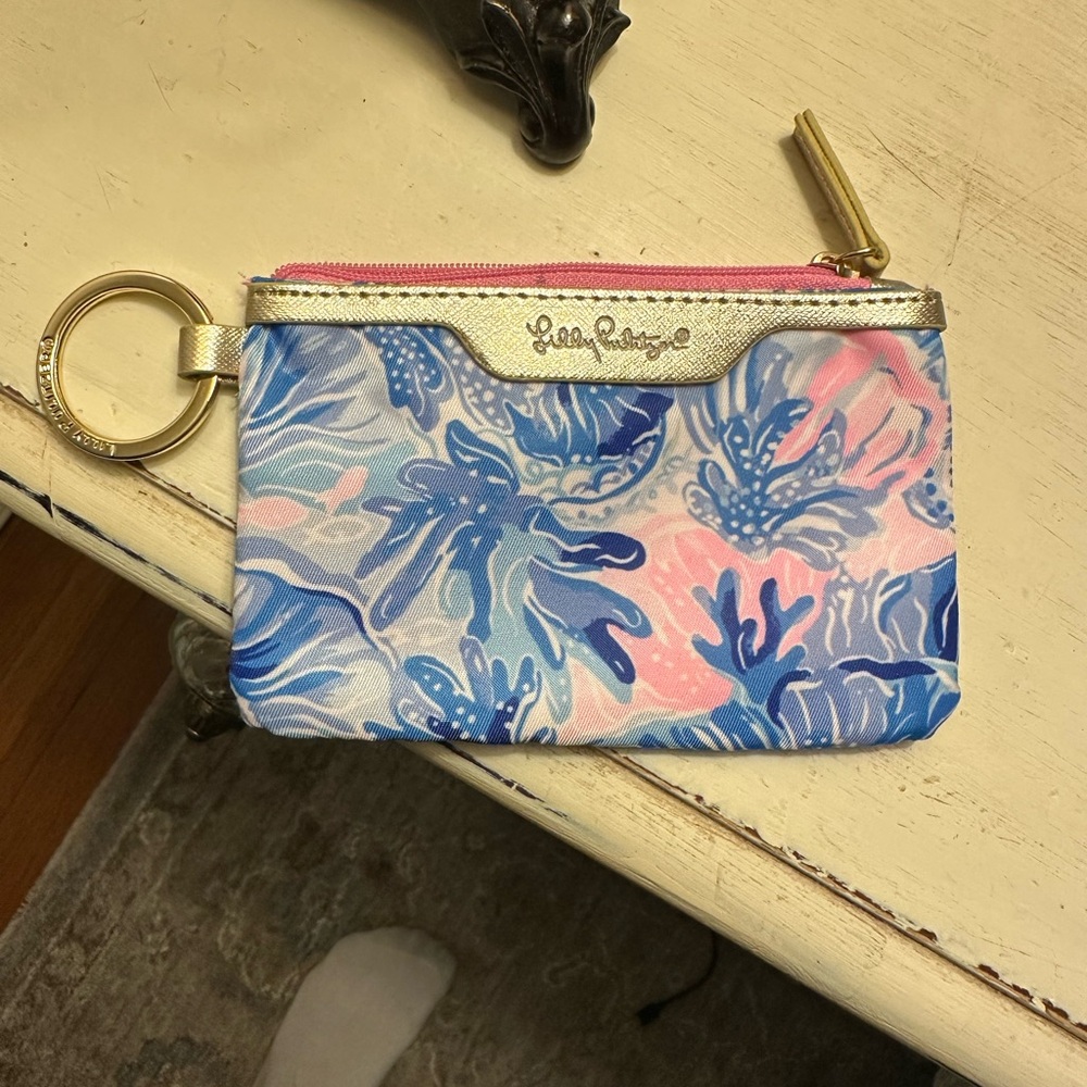 Lilly Pulitzer Blue and Pink Floral Pouch